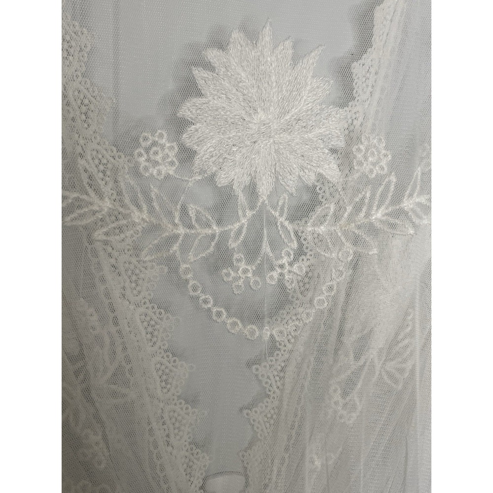 Primark Women's Large Long White Embroidered Lace Sheer Kimono Robe Swim Coverup - Picture 14 of 15